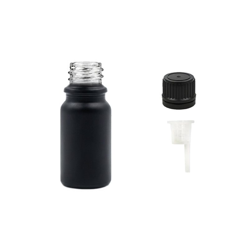 5ml Matte Black Glass Dropper Bottle with 1.5mm Dripper Insert and Tamper Evident Black Cap (Type II)
