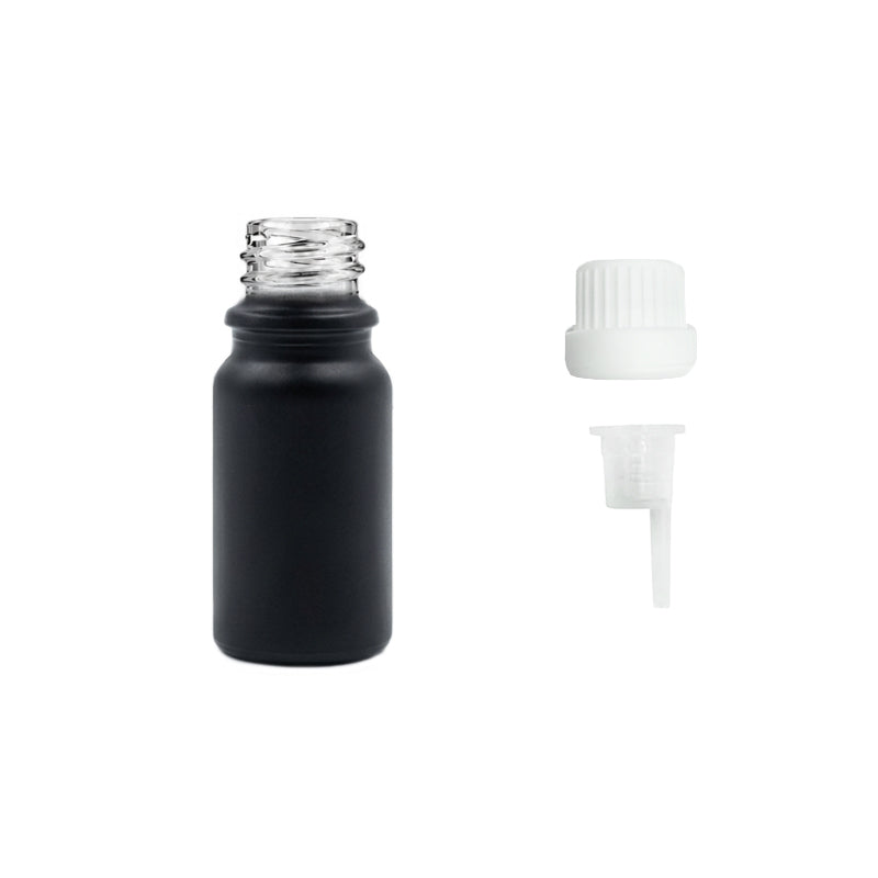 5ml Matte Black Glass Dropper Bottle with 1.5mm Dripper Insert and Tamper Evident White Cap (Type III)