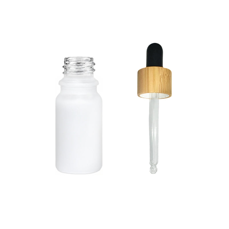 5ml Matte White Glass Dropper Bottle with Black Bamboo Dropper
