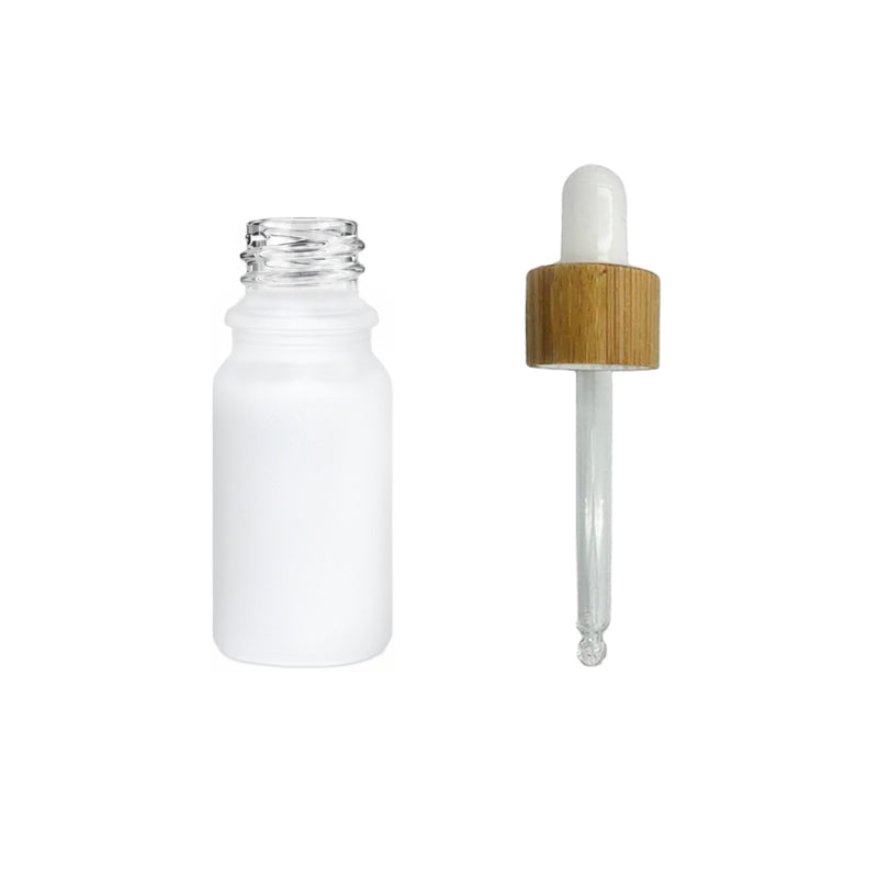 5ml Matte White Glass Dropper Bottle with White Bamboo Dropper