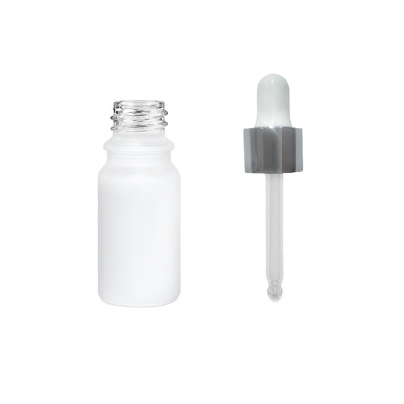 5ml Matte White Glass Dropper Bottle with White & Silver Dropper