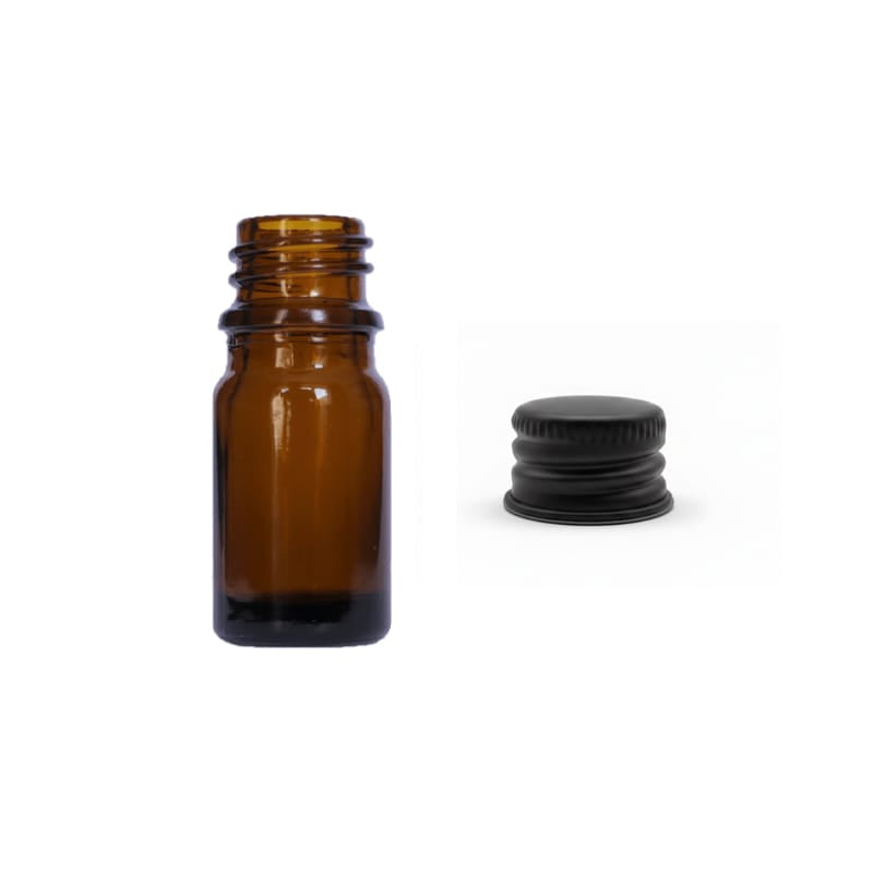 5ml Premium Amber Glass Dropper Bottle with Black Aluminium Cap