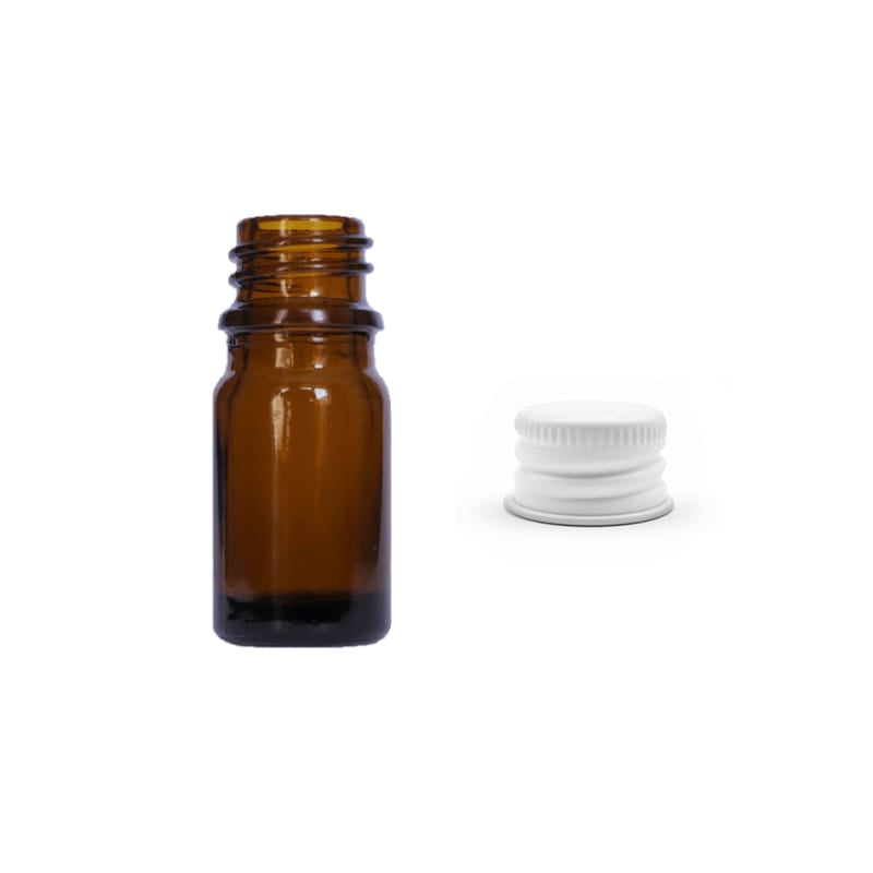 5ml Premium Amber Glass Dropper Bottle with White Aluminium Cap