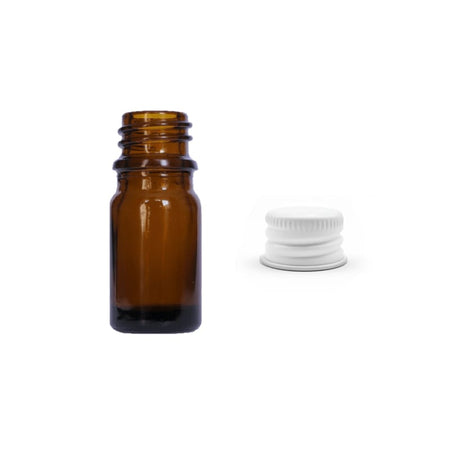 5ml Premium Amber Glass Dropper Bottle with White Aluminium Cap