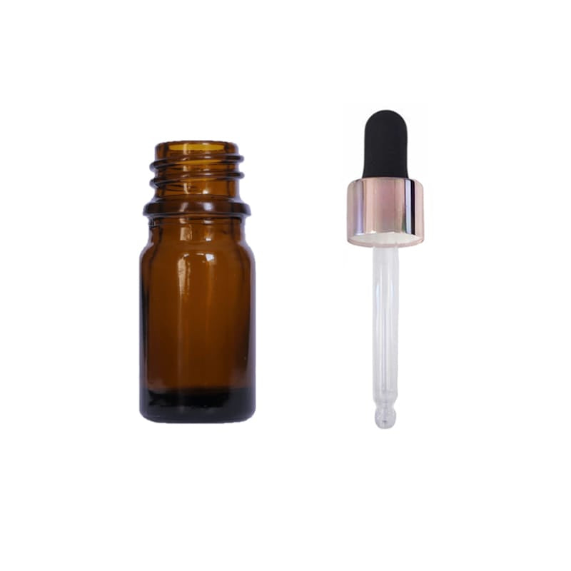 5ml Premium Amber Glass Dropper Bottle with Black & Rose Gold Dropper