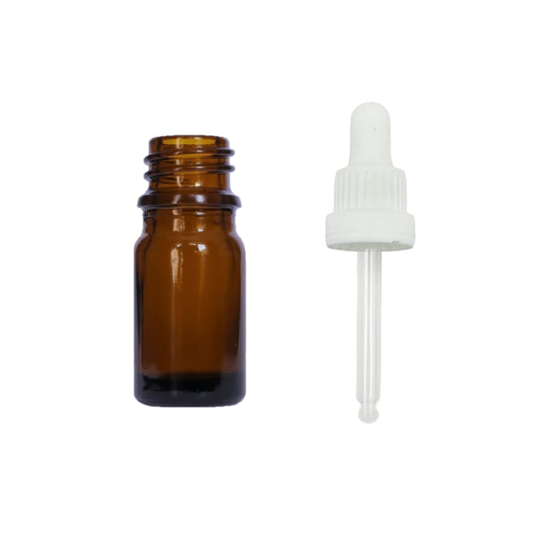 5ml Premium Amber Glass Dropper Bottle with White Tamper Evident Dropper (Type III)