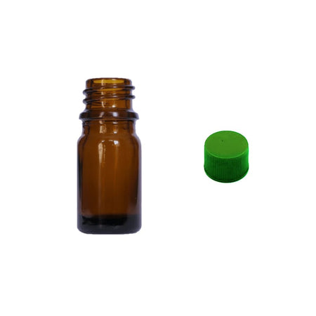 5ml Premium Amber Glass Dropper Bottle with Green PP Wadded Cap DIN 18mm