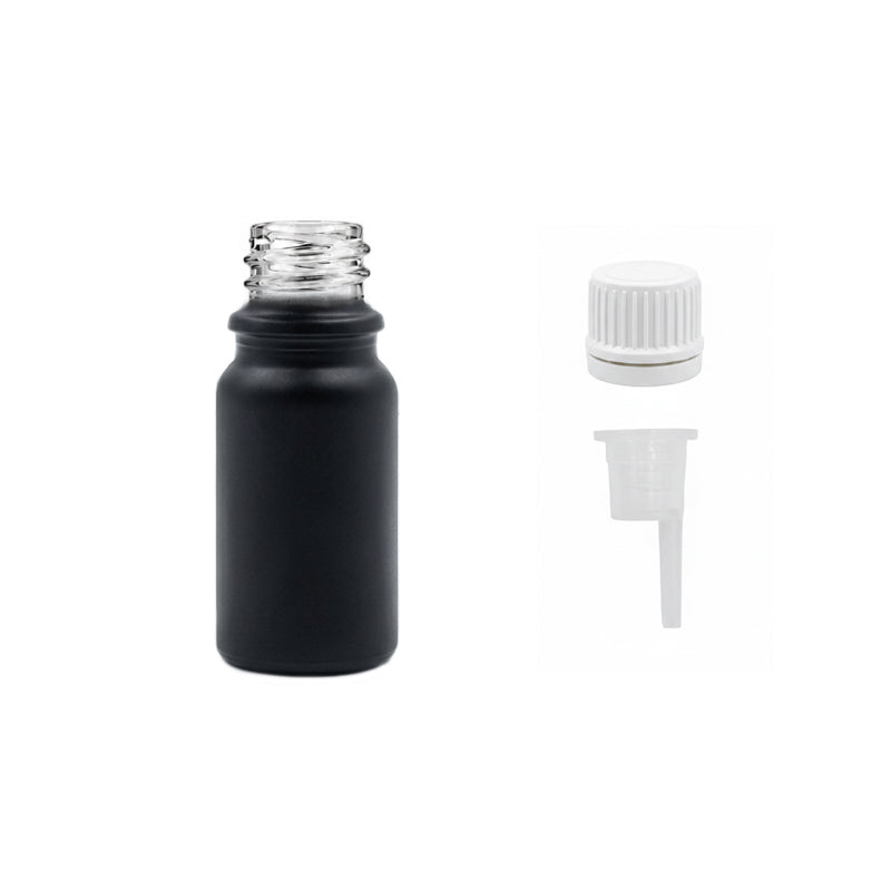 5ml Matte Black Glass Dropper Bottle with 0.6mm Dripper Insert and Tamper Evident White Cap (Type II)
