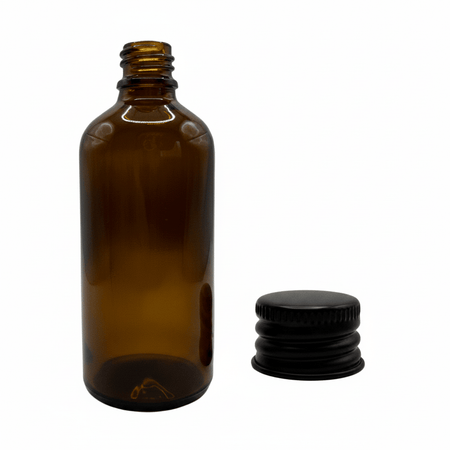 100ml Amber Glass Dropper Bottle & Black Aluminium Cap
