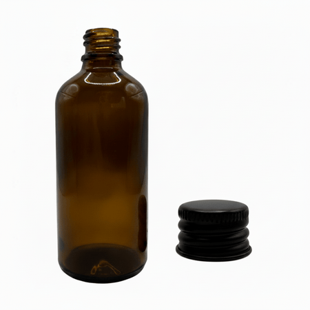 100ml Amber Glass Dropper Bottle & Black Anodised Aluminium Cap
