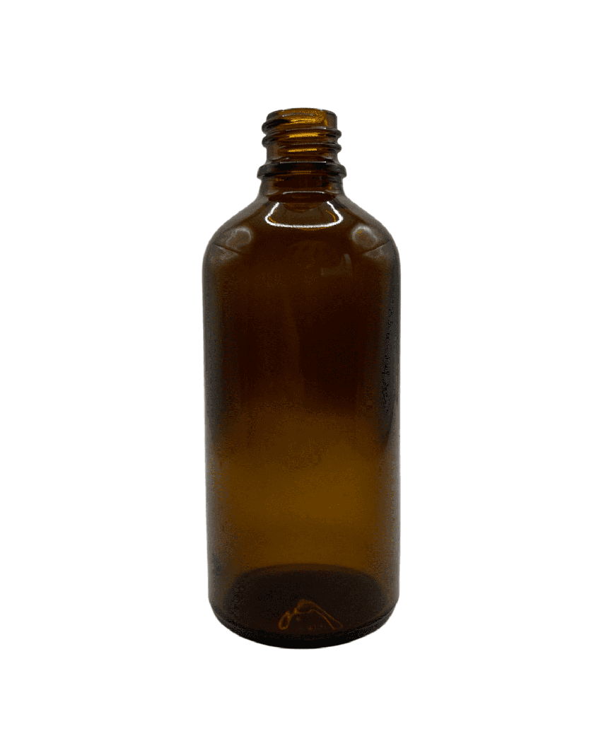 100ml Amber Glass Dropper Bottle & Aluminium Cap Tamper Evident Silver