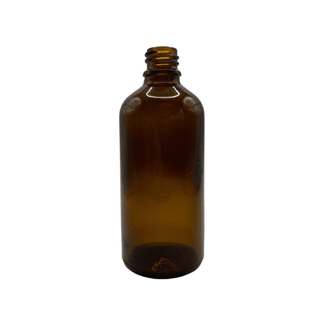 100ml Amber Glass Dropper Bottle & Aluminium Cap Tamper Evident Silver
