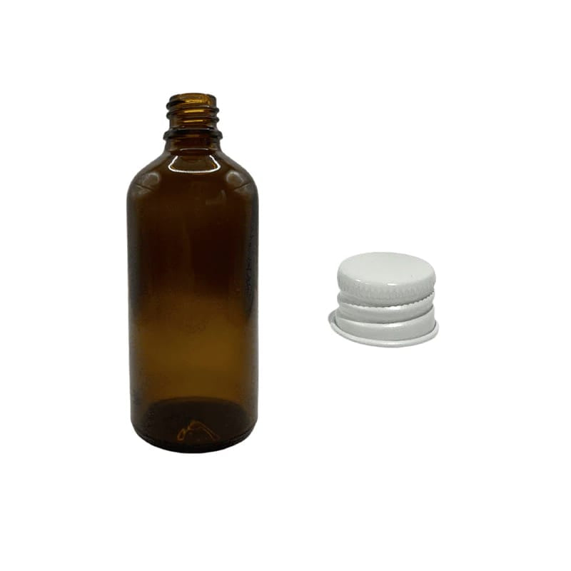 100ml Amber Glass Dropper Bottle & White Aluminium Cap