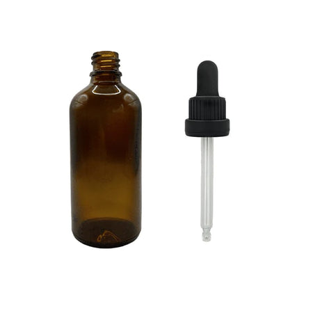 100ml Amber Glass Dropper Bottle with Black Tamper Evident Dropper (Type III)