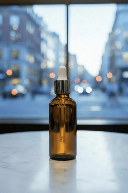 100ml Amber Glass Dropper Bottle With Silver & White Dropper