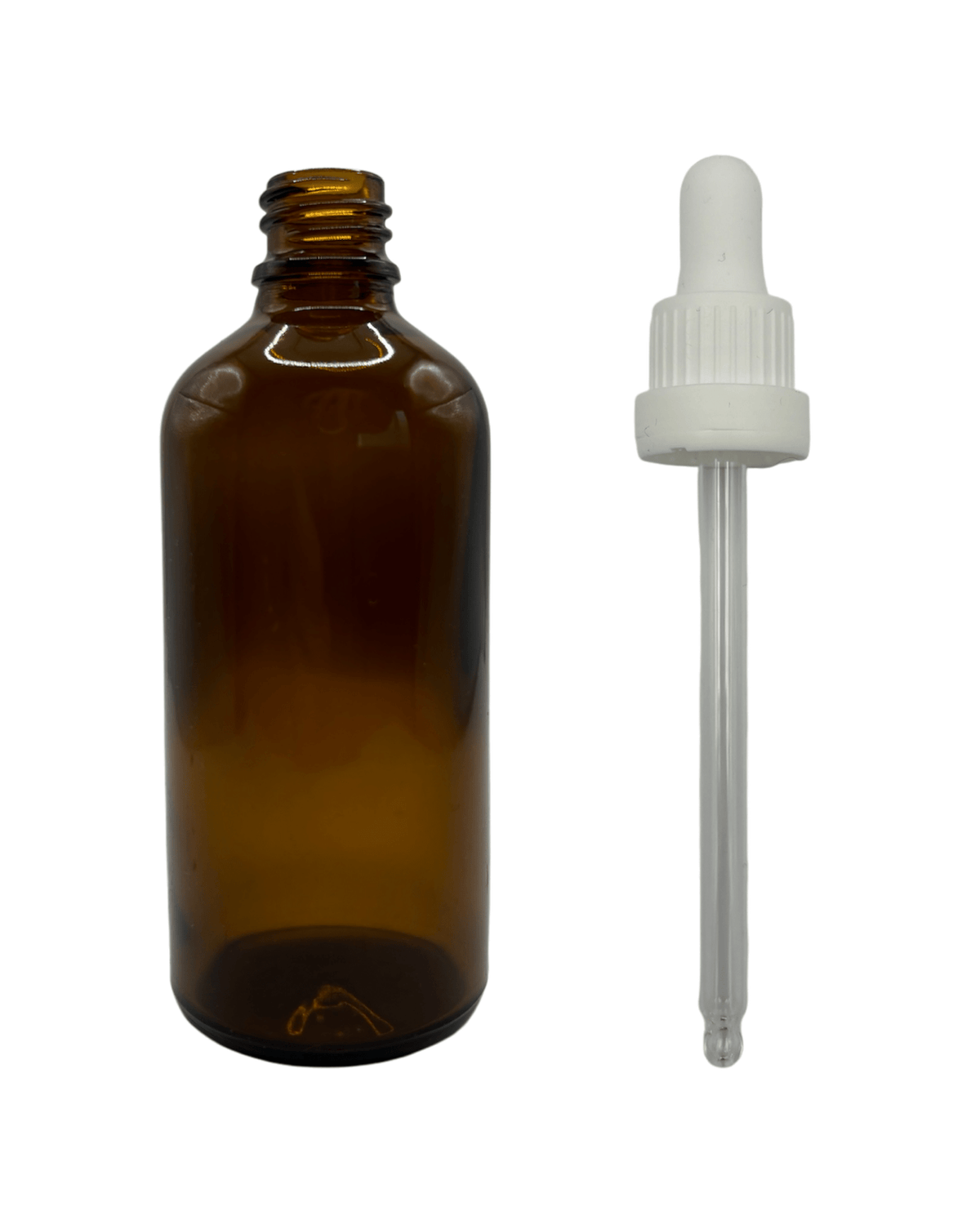 100ml Amber Glass Dropper Bottle With White Tamper Evident Ball Ended Pipette
