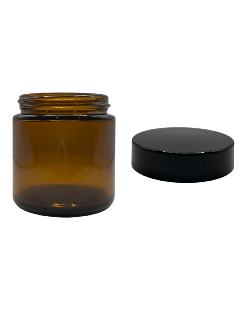 100ml Amber Glass Jar With Black ABS Cap - Pack of 15