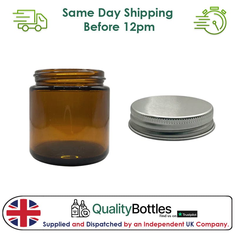 100ml Amber Glass Jar and Silver Aluminium Cap - Pack of 15