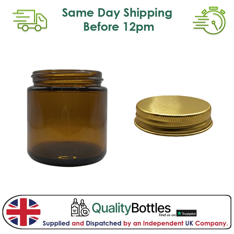 100ml Amber Glass Jar With Gold Aluminium Lid - Pack of 15