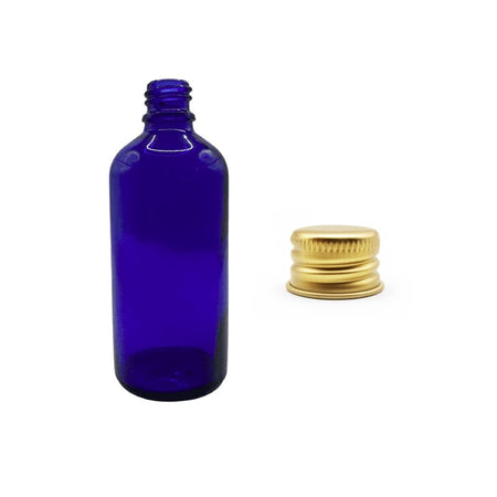 100ml Blue Glass Dropper Bottle with Gold Aluminium Cap
