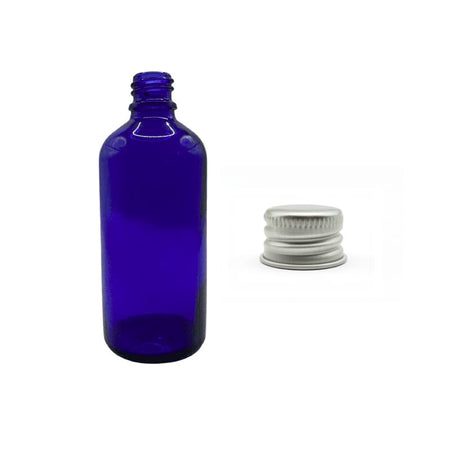 100ml Blue Glass Dropper Bottle with Silver Aluminium Cap