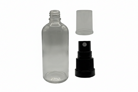 100ml Clear Glass Dropper Bottle & Black Tamper Evident Atomiser