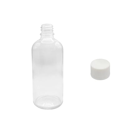 100ml Clear Glass Dropper Bottle with White PP Wadded Cap DIN 18mm