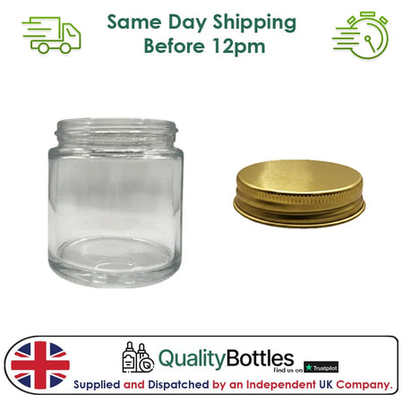 100ml Clear Glass Jar With Gold Aluminium Lid - Pack of 15