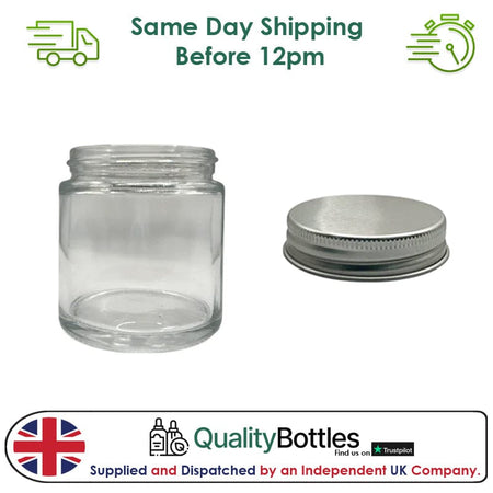 100ml Clear Glass Jar With Silver Aluminium Lid - Pack of 15