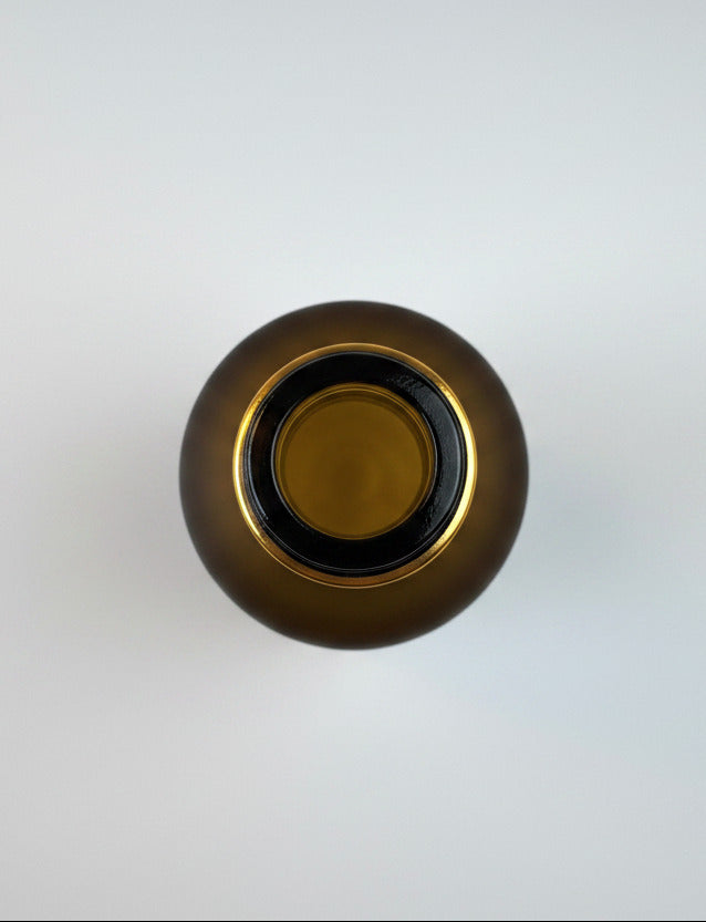 100ml Frosted Amber Glass Dropper Bottle with 1.5ml Dripper Insert and Tamper Evident Black Cap (Type III)