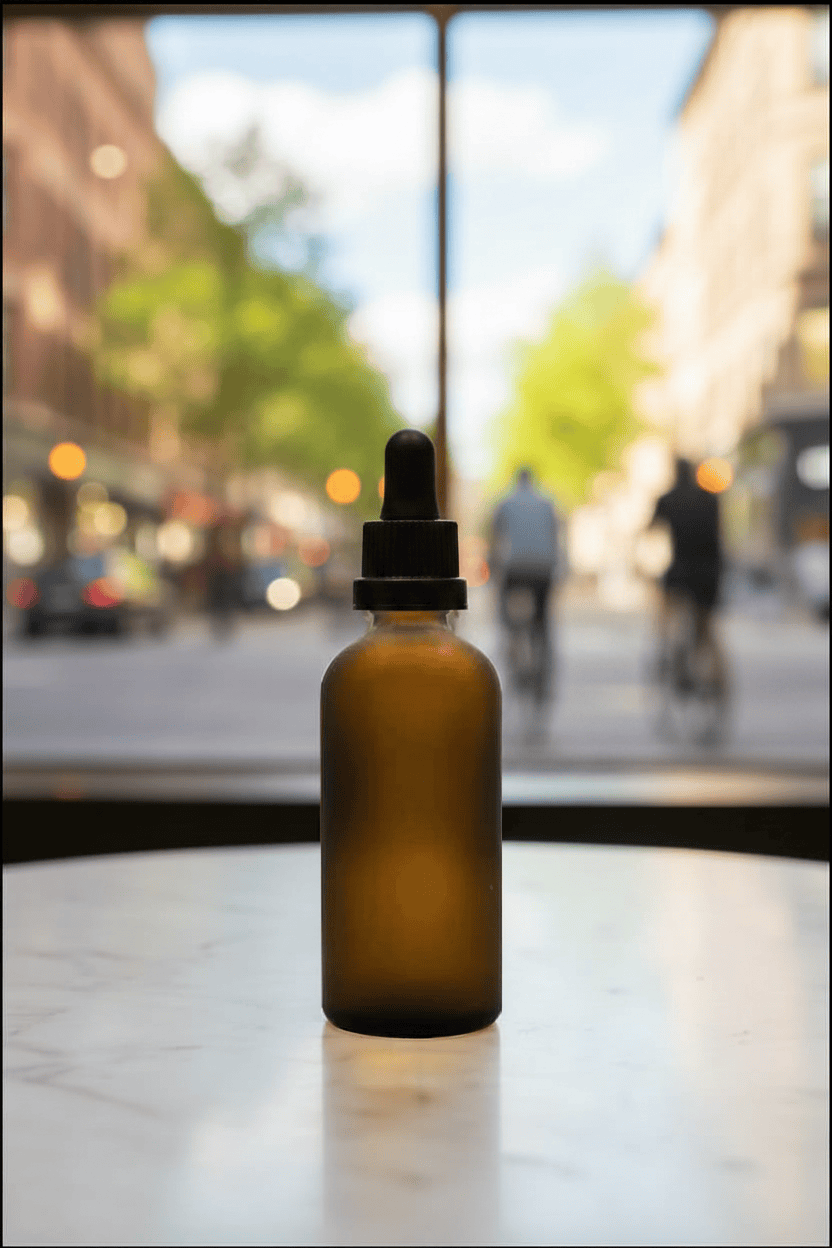 100ml Frosted Amber Glass Dropper Bottle with 100ml Black TE BEP - Pack of 12