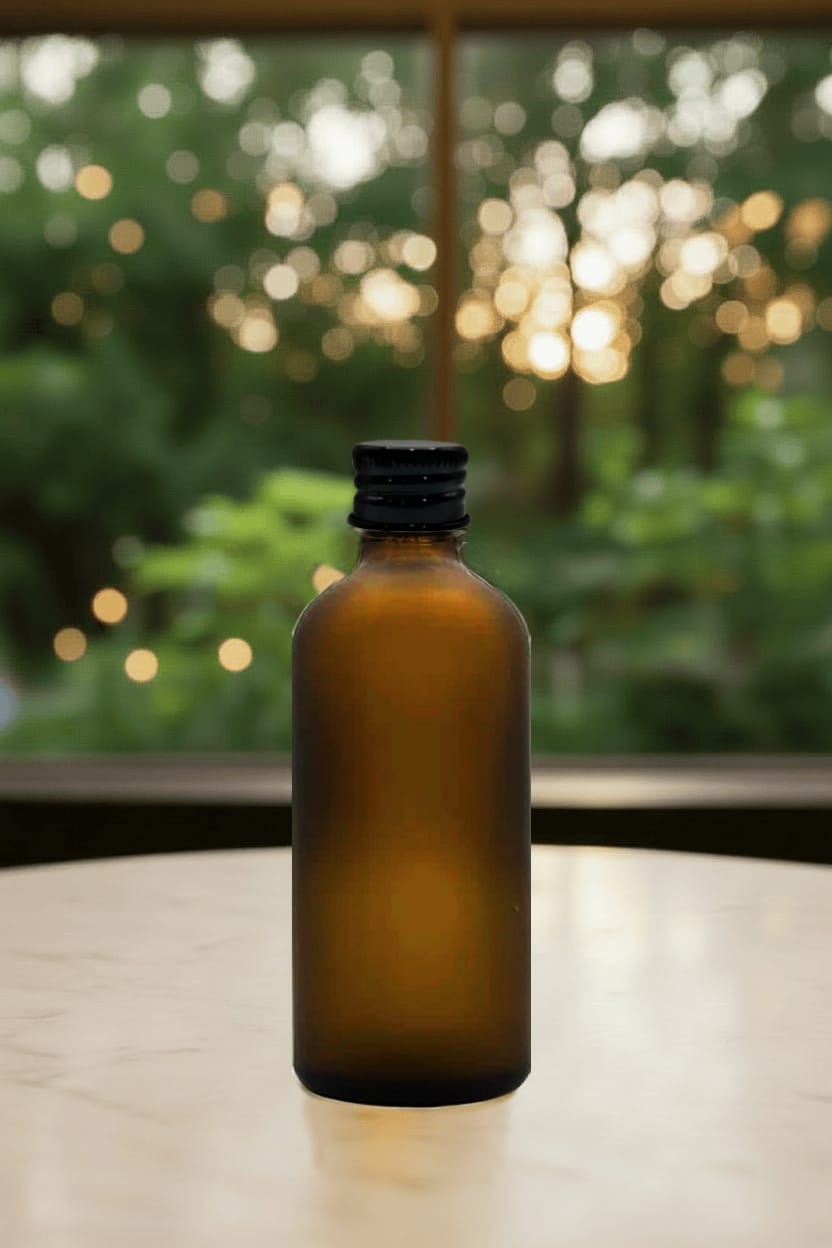 100ml Frosted Amber Glass Dropper Bottle with Black Aluminium DIN18 Cap - Pack of 12