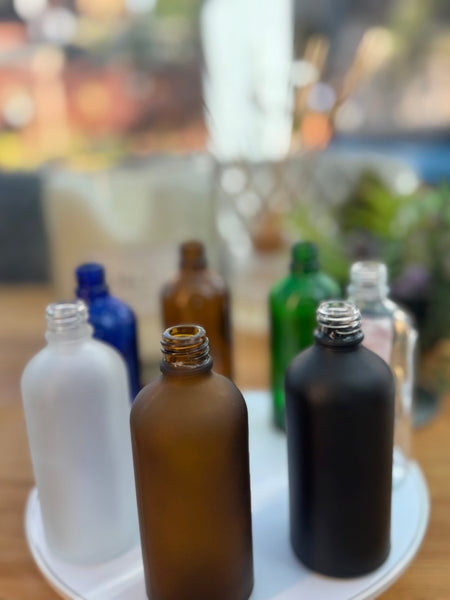 100ml Frosted Amber Glass Dropper bottle with Black Gloss Aluminium Cap