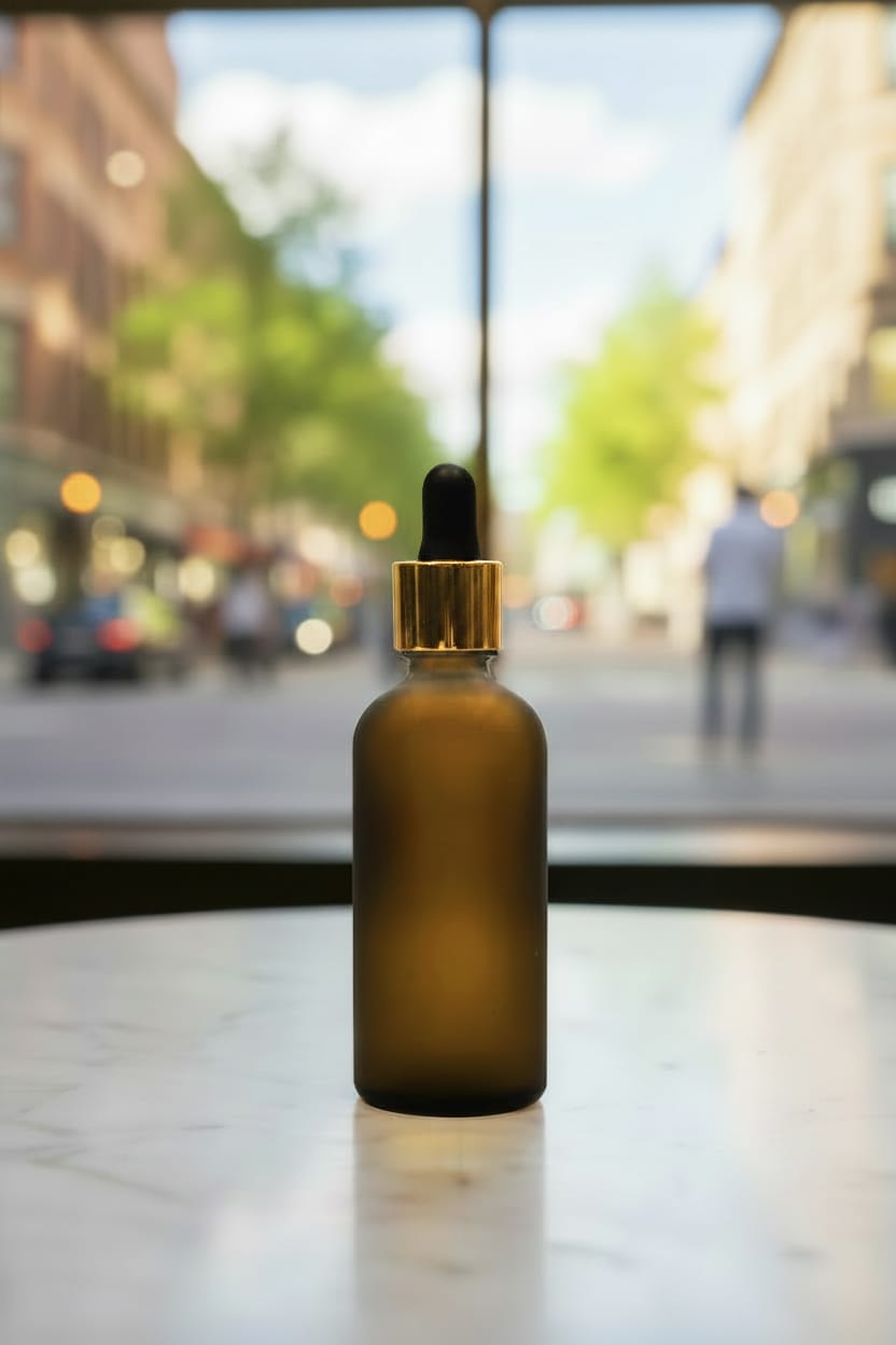 100ml Frosted Amber Glass Dropper Bottle with Black & Gold Dropper