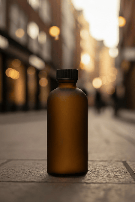 100ml Frosted Amber Glass Dropper Bottle with Black PP Wadded Cap DIN 18mm