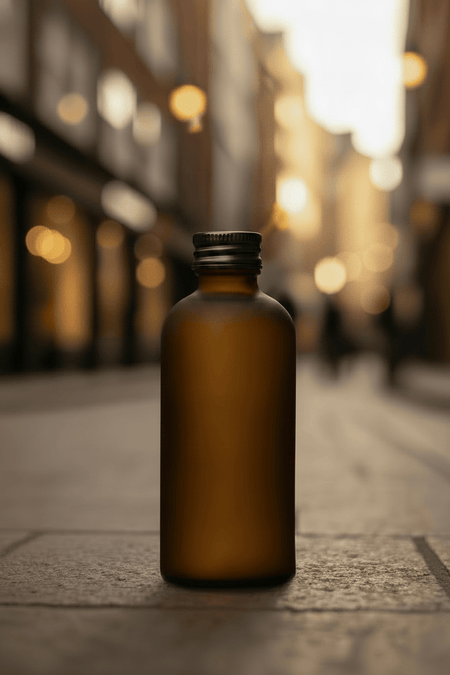 100ml Frosted Amber Glass Dropper Bottle with Gloss Black Aluminium Cap