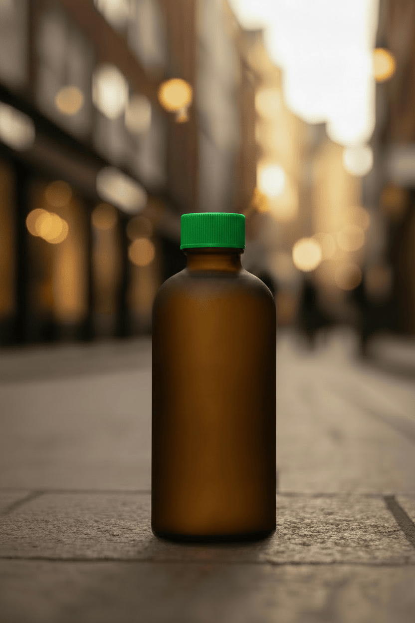 100ml Frosted Amber Glass Dropper Bottle with Green PP Wadded Cap DIN 18mm