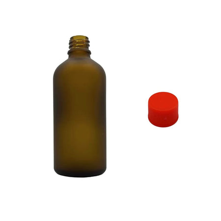 100ml Frosted Amber Glass Dropper Bottle with Red PP Wadded Cap DIN 18mm