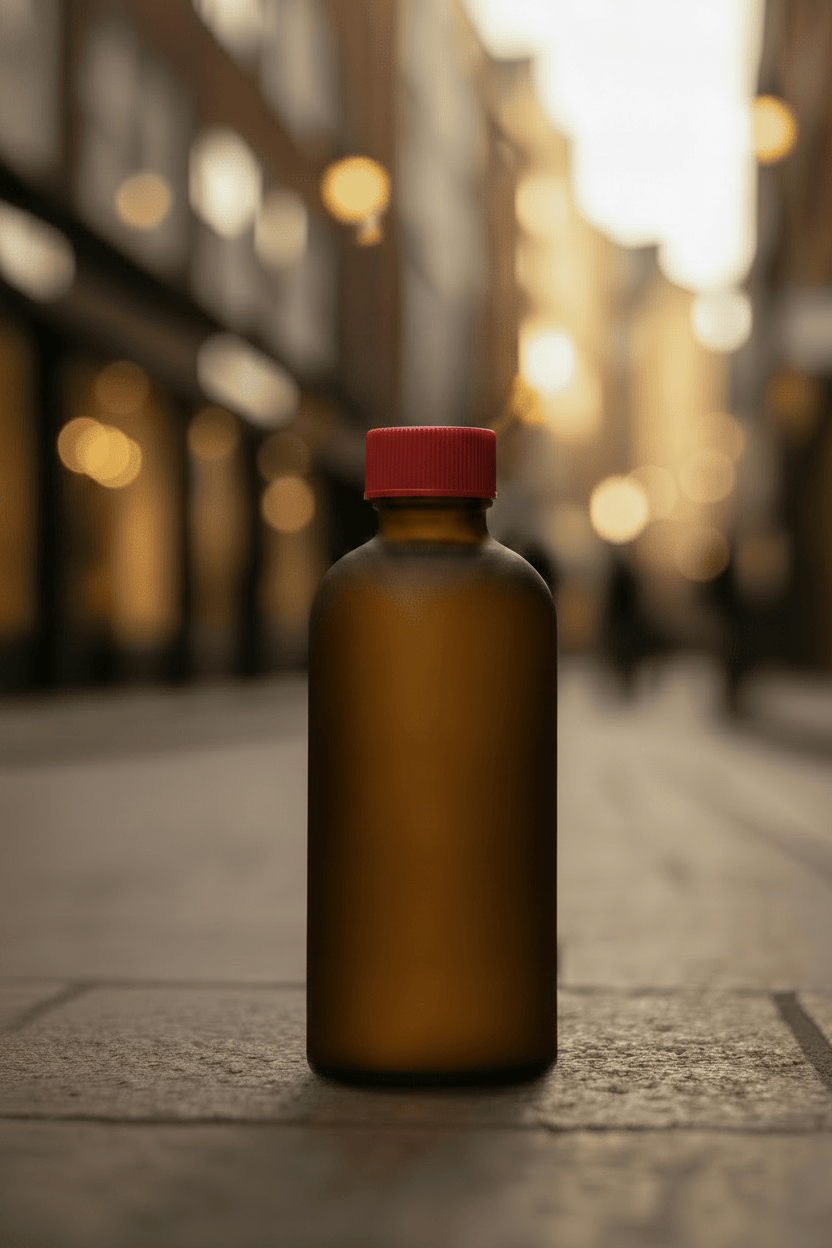 100ml Frosted Amber Glass Dropper Bottle with Red PP Wadded Cap DIN 18mm