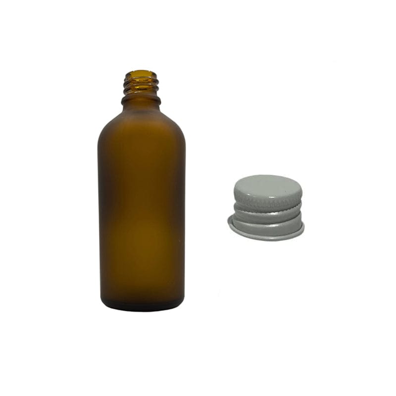 100ml Frosted Amber Glass Dropper Bottle with White Aluminium Cap