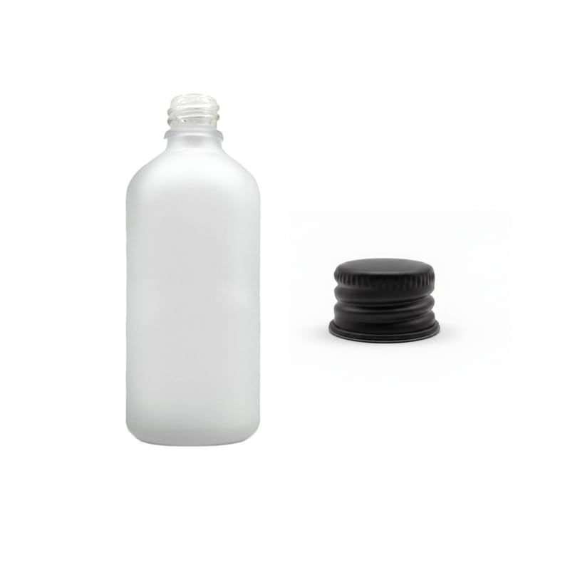100ml Frosted Clear Glass Dropper Bottle with Black Aluminium Cap