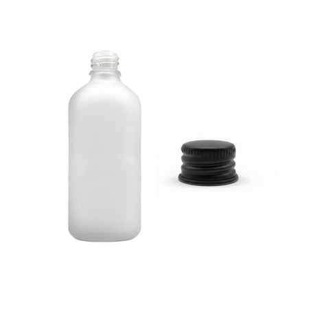 100ml Frosted Clear Glass Dropper Bottle with Black Aluminium Cap