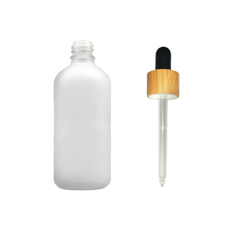 100ml Frosted Clear Glass Dropper Bottle with Black Bamboo Dropper
