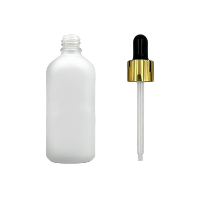 100ml Frosted Clear Glass Dropper Bottle with Black & Gold Dropper