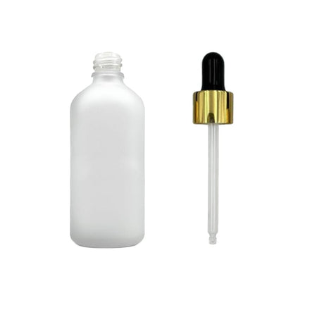 100ml Frosted Clear Glass Dropper Bottle with Black & Gold Dropper