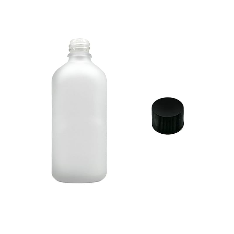 100ml Frosted Clear Glass Dropper Bottle with Black PP Wadded Cap DIN 18mm