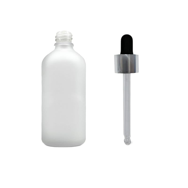 100ml Frosted Clear Glass Dropper Bottle with Black & Silver Dropper