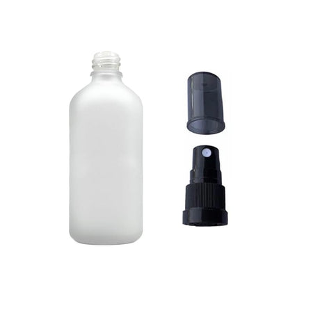 100ml Frosted Clear Glass Dropper Bottle with Black Tamper Evident Atomiser and Smoke Tinted Over Cap (Type III)