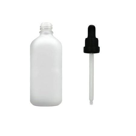 100ml Frosted Clear Glass Dropper Bottle with Black Tamper Evident Dropper (Type III)