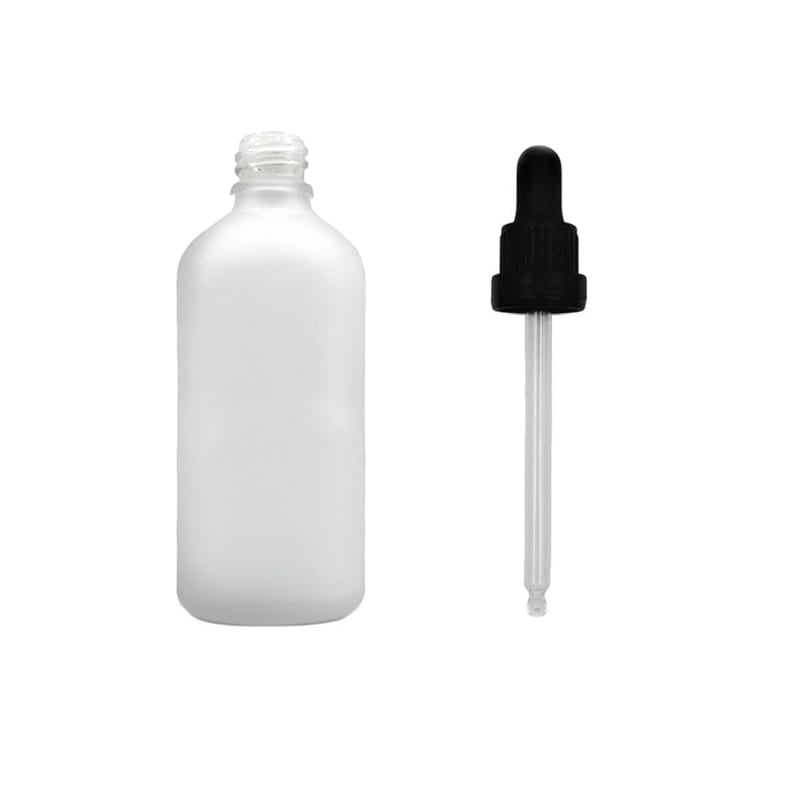 100ml Frosted Clear Glass Dropper Bottle with Black Tamper Evident Dropper (Type III)